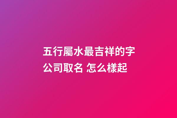 五行屬水最吉祥的字公司取名 怎么樣起-第1張-公司起名-玄機派